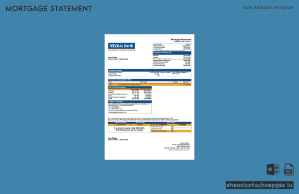 Beispiel eines Hypothekenauszugs der indischen Federal Bank (Word- und PDF-Datei)